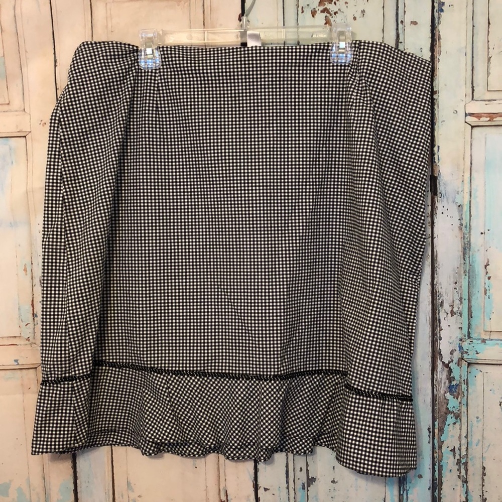 Talbots Black White Gingham A-Line Skirt Size 24W
